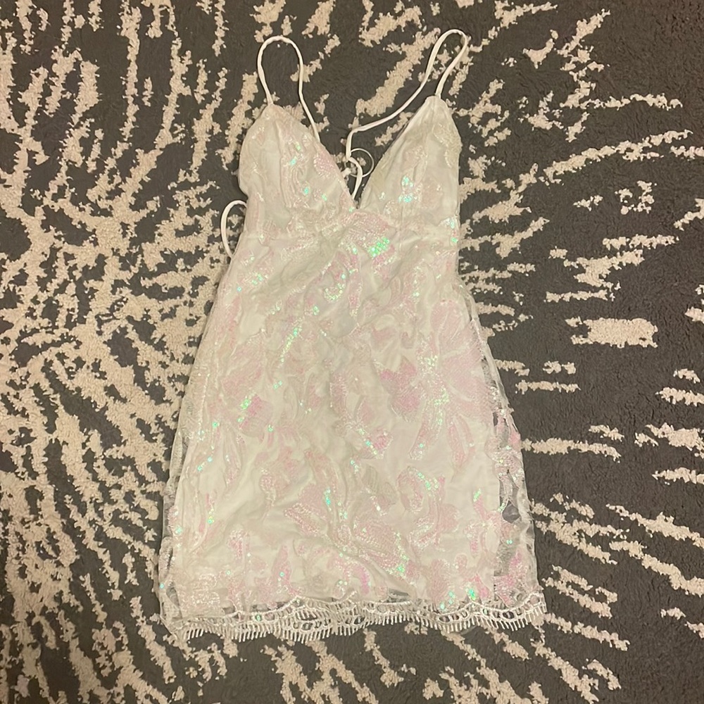 White Iridescent Mini Dress